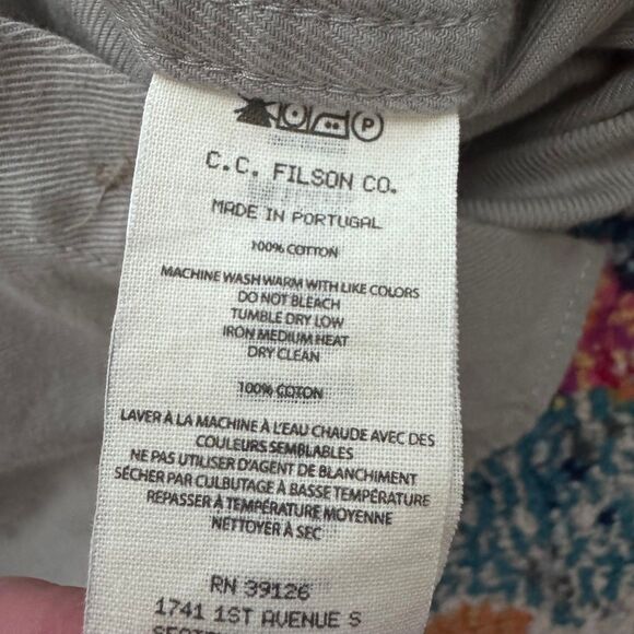 C.C. FILSON Men's Chino Twill Button Down Shirt in Fog Gray Size Large - Picture 8 of 10